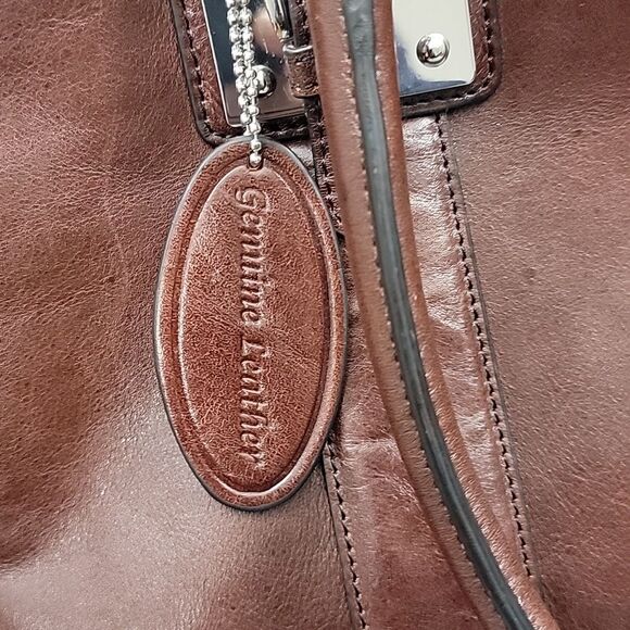 Wilson's VTG Women's Leather dark brown briefcase / Silver Hardware computer bag - Picture 2 of 9